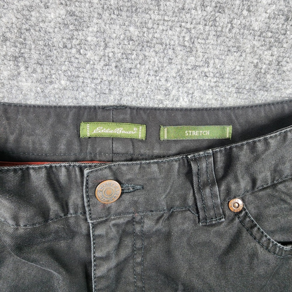 Eddie Bauer Black Stretch Twill Straight Leg Pants Womens Petite 10 Casual Work - Picture 2 of 8